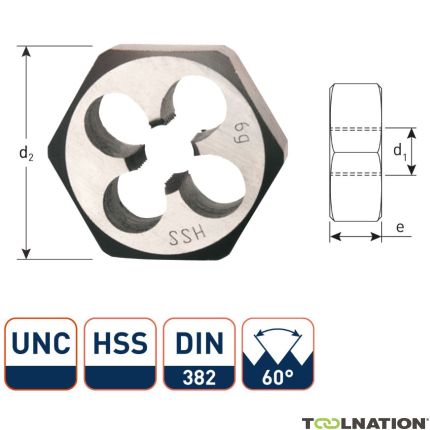 Rotec 373.0024 Tuercas de corte hexagonal HSS DIN 382 UNC 9/16-12 - 1