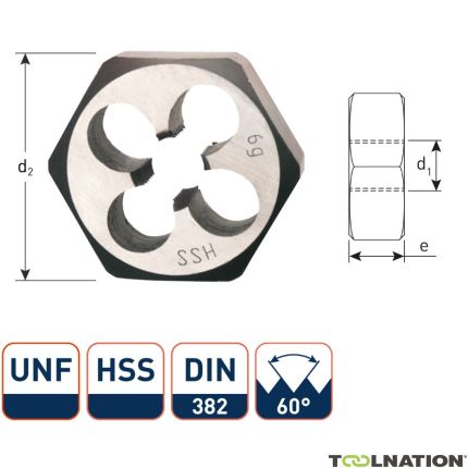 Rotec 374.0028 HSS Tuercas de corte hexagonal DIN 382 UNF 3/4-16 - 1