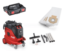 Flex-tools 471216 VCE44M AC SET Aspirador de seguridad con limpieza automática del filtro, 30 L, clase M + kit de limpieza en L-Boxx + 5 bolsas de filtro