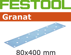Festool 497159 Hojas de lijado Grano 80 Granat 50 piezas STF 80x400 P80 GR/50