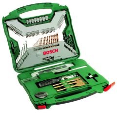 Bosch DIY Accesorios 2607019330 Maletín de accesorios X-line de 100 piezas con varias brocas, puntas, llaves de vaso y sierras de corona