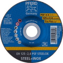 Pferd 69198292 Disco de corte EH 125x2,4x22,23 mm línea continua universal PSF STEELOX para acero/acero precioso 10 piezas