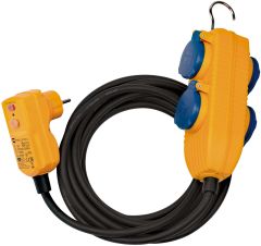 Brennenstuhl 1168720010 Cable adaptador FI IP54 con bloque de enchufe 5m negro H07RN-F 3G1,5