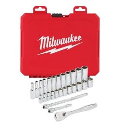Milwaukee Accesorios 4932464943 Juego de llaves de vaso con carraca 28 piezas
