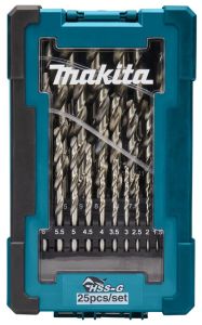 Makita Accesorios D-67555 Juego de brocas para metal de 25 piezas HSS-G