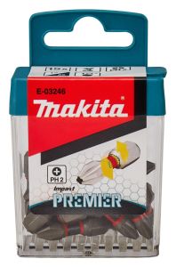 Makita Accesorios E-03246 Puntas de tornillo de impacto PH2x25mm XTT Impact Premier por 15 piezas