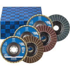 44698005 Juego de discos de láminas PVL de 3 piezas de corindón Ø 125 mm diámetro 22,23 mm A100,180,280
