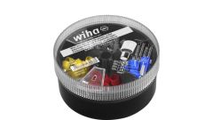 Wiha C000C100 Manguitos terminales con cuello de plástico, juego 4 - 16 mm² 100 piezas código de color DIN en caja dispensadora
