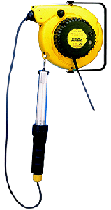 Zeca 5908/328 Veerkabelhaspel met looplamp en transformator.15 mtr 230 Volt