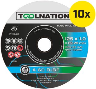 Toolnation 6900988694 Disco de corte A 60 R-BF 125 x 1,0 x 22,23 mm (10pcs)