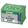 SPAX 1081010350203 Tornillo universal 3,5 x 20 mm, Rosca completa, Cabeza avellanada, Phillips Z2 - 200 piezas - 2