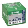 SPAX 1081010450353 Tornillo universal 4,5 x 35 mm, Rosca completa, Cabeza avellanada, Phillips Z2 - 200 piezas - 3