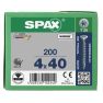 SPAX 1191010400403 Tornillo universal 4 x 40 mm, Rosca completa, Cabeza avellanada, T-STAR plus T20 - 200 piezas - 1