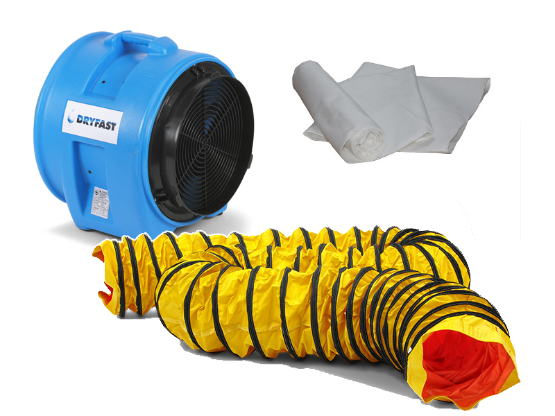 Dryfast DAF7500LSAU Ventilador axial + 1 bolsa de polvo + 1 manguera de aire de 10 m