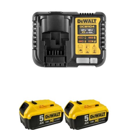 DeWalt Accesorios DCB1104P2-QW 18V + multicargador XR + 2 x batería 18V 5.0Ah Li-Ion