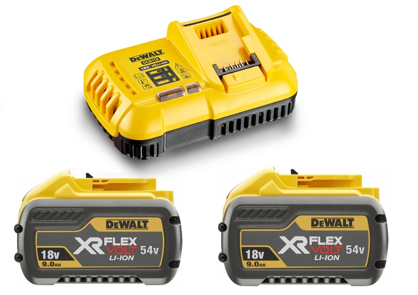 DeWalt Accesorios DCB118X2-QW Kit de inicio FlexVolt - 2 x batería FlexVolt 54V 9.0Ah Li-Ion + cargador rápido DCB118