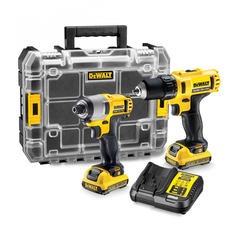 DeWalt DCK211D2T Juego DCD710 taladro atornillador + DCF815 atornillador de impacto 10,8 V 2,0 Ah XR