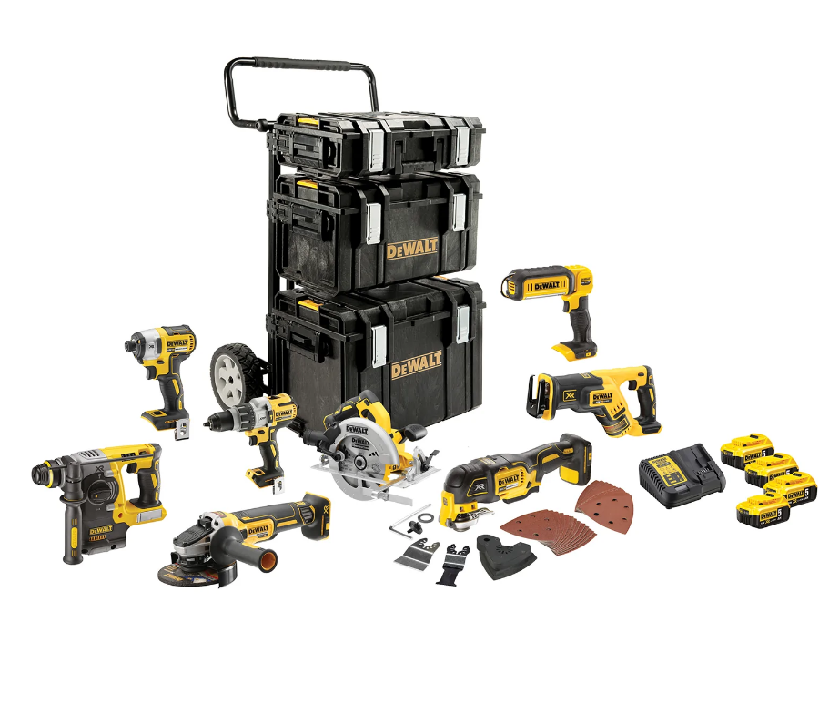 DeWalt DCK853P4-QW DCK853P4 Combopack XR 18 Voltios 5,0 Ah Li-Ion de 8 piezas incl. 4 baterías
