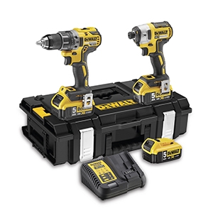DeWalt DCK266P3-QW Comboset 18V 5.0Ah Li-Ion - DCD796 Martillo perforador sin cable + DCF887 Taladro de impacto + 3ª batería