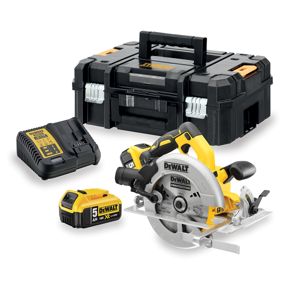 DeWALT DCS570P2-QW Sierra circular sin cable DCS570P2 XR 18V 5,0 AH en maletín TStak