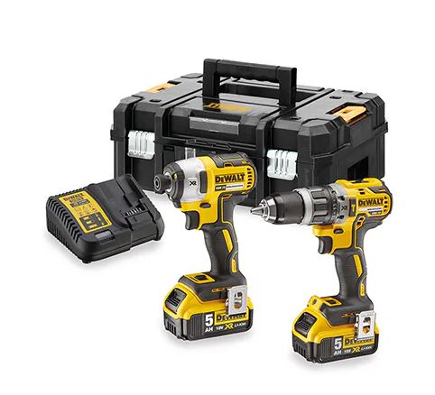 DeWalt DCK266P2T-QW DCK266P2T Comboset 18V 5,0Ah Li-Ion - Taladro de Impacto sin Cable DCD796 + Destornillador de Impacto DCF887