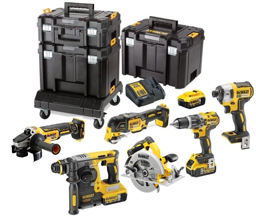 DeWALT DCK685P3T-QW 6 piezas Combiset 18V 5.0Ah Li-Ion en TSTAK + Carrito