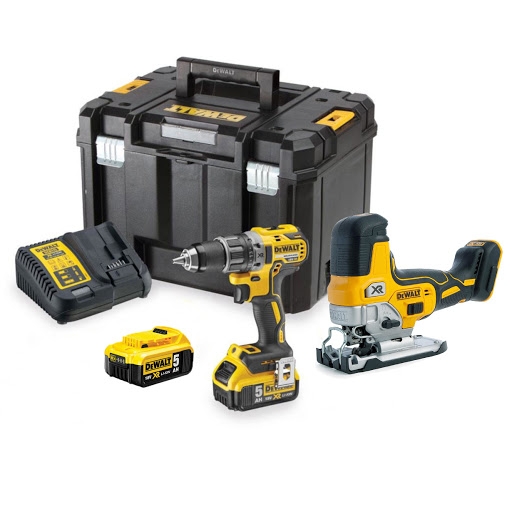 DeWalt DCK298P2T-QW Juego especial  - taladro sin cable DCD791 + sierra de calar DCS335 18V 5.0Ah Li-ion en maletín TSTAK