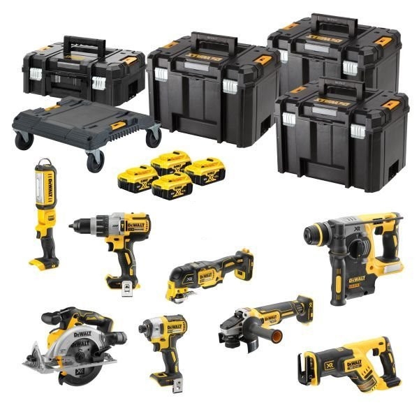 DeWALT DCK853P4T-QW Combopack XR 18 Voltios 5,0 Ah Li-Ion de 8 piezas incl. 4 baterías en estuches TSTAK