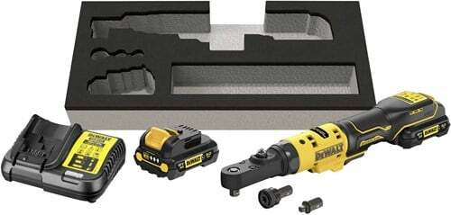 DeWALT DCF500L2G-QW Llave de carraca angular 12V XR 1/4" y 3/8" sin cable 3.0 Ah y cargador en caja