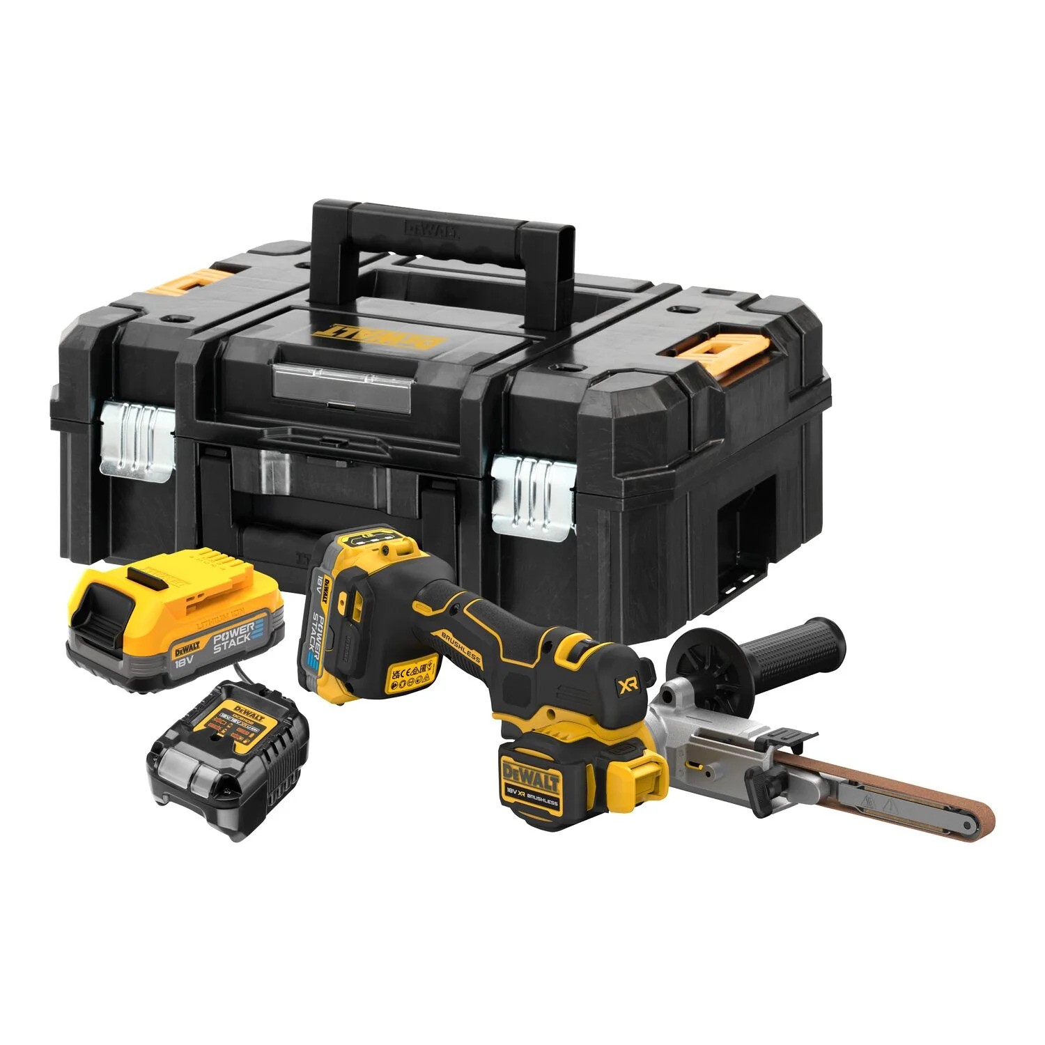 DeWALT DCM200E2T-QW Lima de cinta sin escobillas XR 18v - 2 x Pila de alimentación compacta