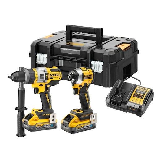 DeWalt DCK2052H2T-QW Comboset taladro de percusión/atornillado Accu DCD805 + atornillador de percusión Accu 5DCF850 18V XR 2x 5,0Ah multicargador en TSTAK