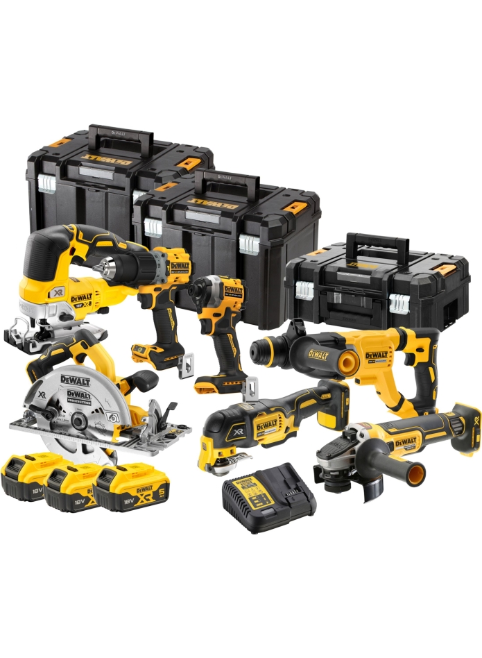 DeWALT DCK706P3T-QW 7 piezas Combopack XR 18 Voltios 5,0 Ah Li-Ion incl. 3 baterías
