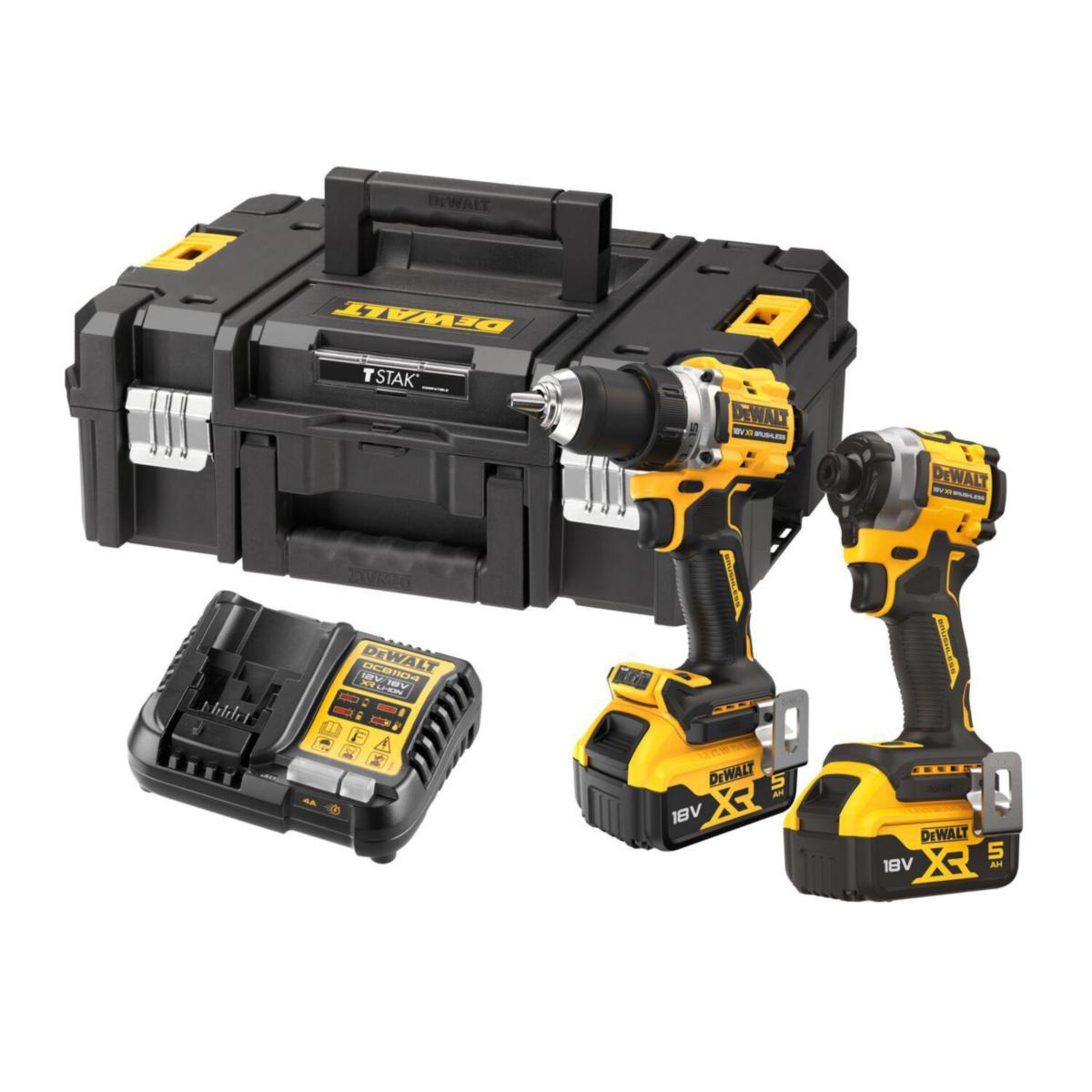 DeWalt DCK2051P2T-QW Kit doble 18V XR sin escobillas DCD800 + DCF850 - 2x 5Ah en TSTAK