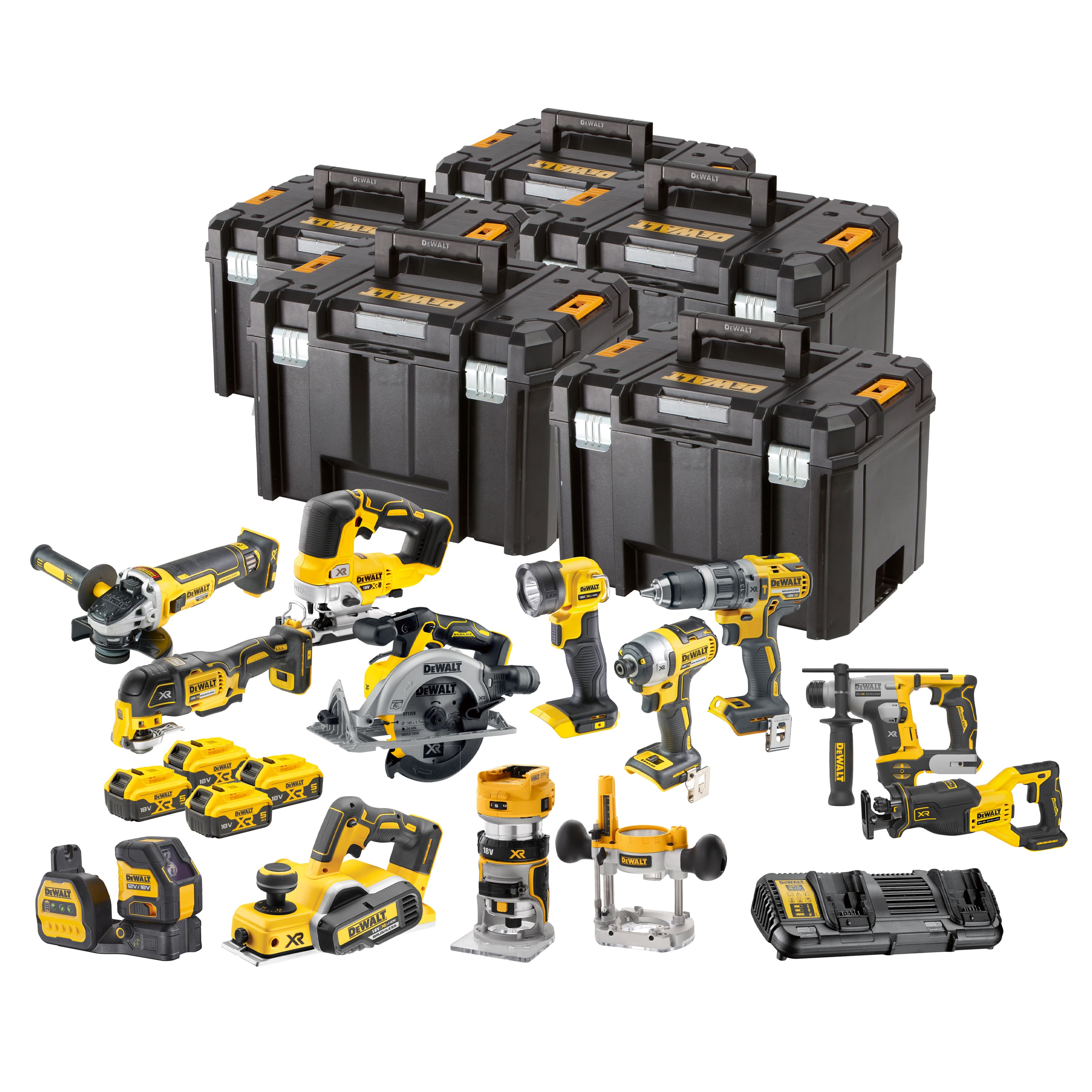 DeWALT DCK1014P4T ¡12 piezas Combopack XR 18 Voltios 5,0 Ah Li-Ion incl. 4 baterías + 5 años de garantía del distribuidor!
