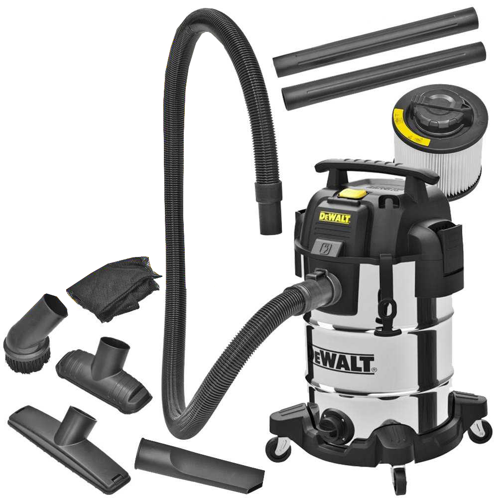 DeWalt DXV30SAPTA Aspirador en seco/húmedo 30L de acero inoxidable con PTA