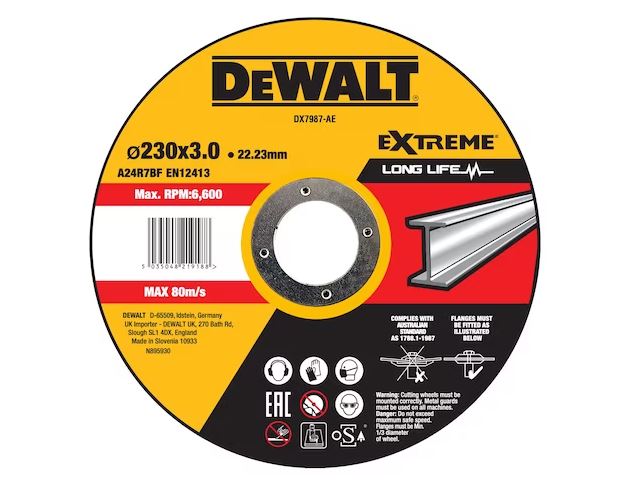 DeWALT Accesorios DX7987-AE Disco de corte Extreme 2X METAL 230 x 2,8 x 22,2mm