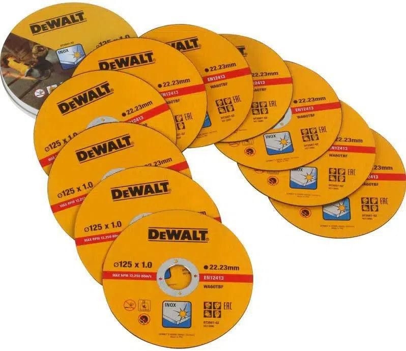 DeWALT Accesorios DT3507-QZ DT3507 Disco de corte para Inox 125 x 22,23 x 1,0 mm 10 piezas en bote