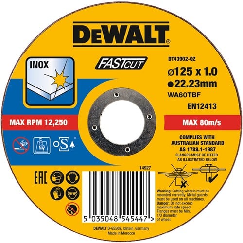 DeWALT Accesorios DT43902-QZ Disco de corte INOX 125 x 1 x 22,2 mm