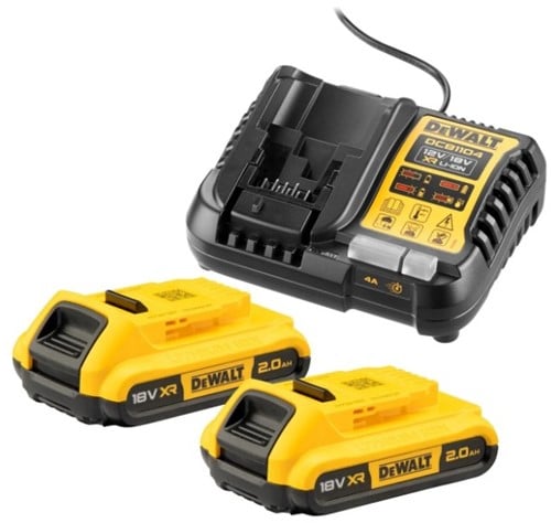 DeWALT Accesorios DCB1104D2-QW Paquete de inicio de batería XR de 18 V (2x DCB183 + cargador multivoltaje XR)