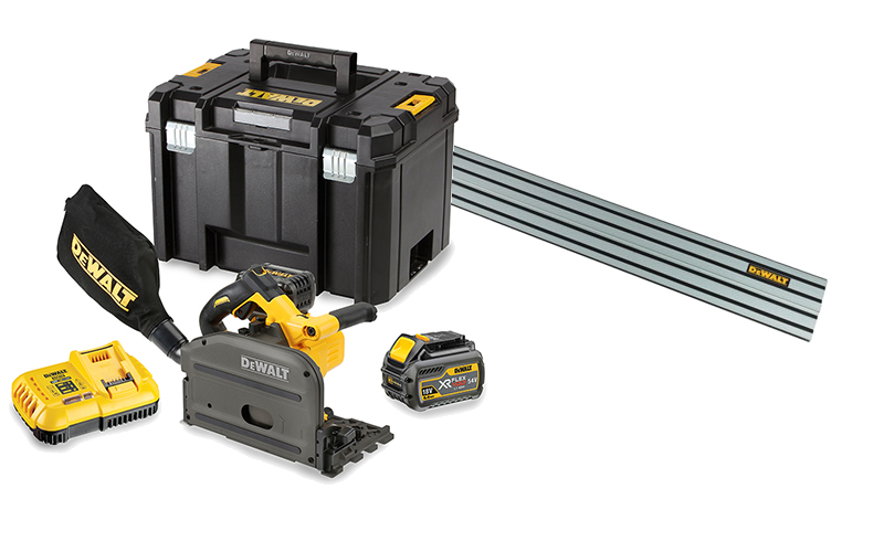 DeWalt DCS520T2R-QW-DWS5022-XJ DCS520T2R-QW XR FlexVolt 54 Volt 6.0Ah Li-Ion Cortadora de inmersión 165mm + regla 1500mm