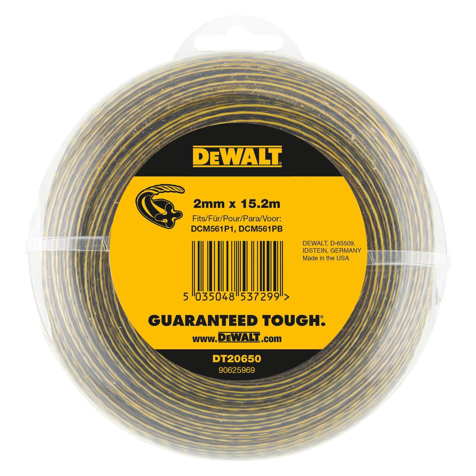 DeWALT Accesorios DT20650-QZ hilo de recambio para cortacésped de 2 mm x 15,2 m DCM561