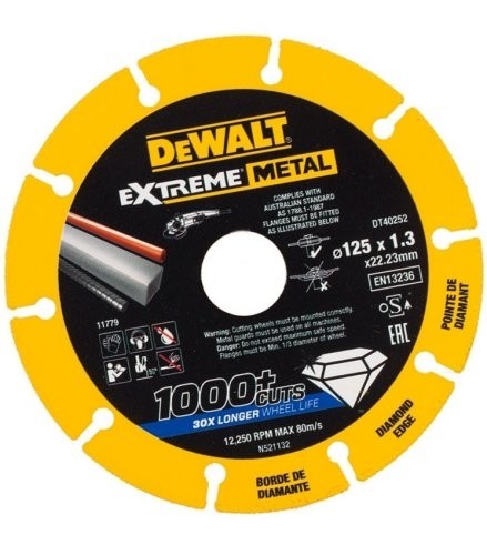DeWALT Accesorios DT40252-QZ DT40252 Disco diamantado - Metal extremo -125 x 22,23 x 1,3 mm