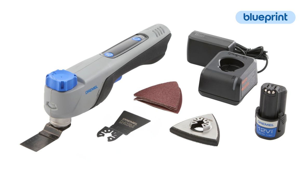 Dremel F013CM12JA BluePrint CM12 12V Juego de multiherramientas oscilantes 1x bater&iacute;a 12V 2.0Ah y cargador r&aacute;pido