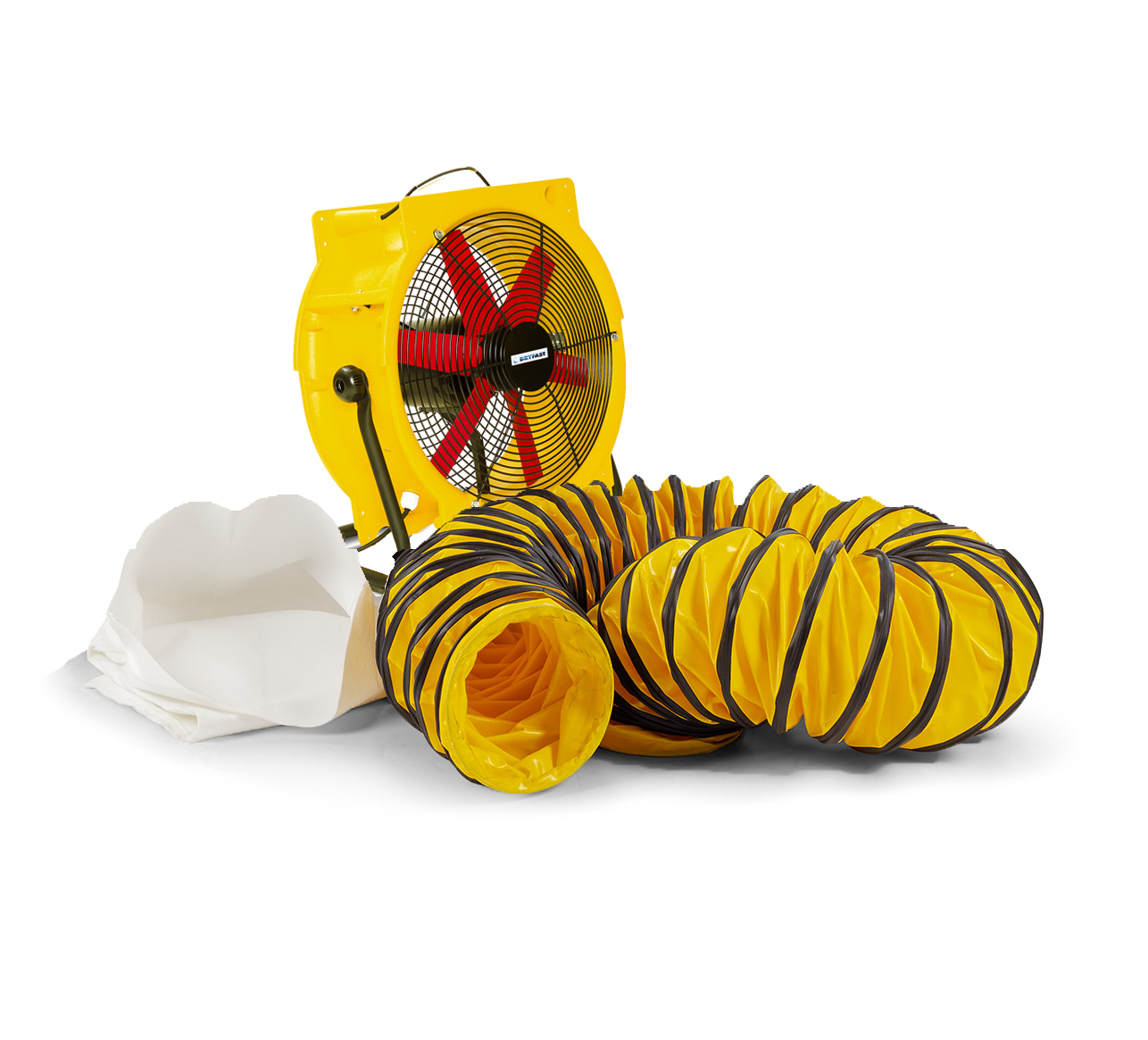 Dryfast DFV4500HPLSAU Ventilador axial con 2 adaptadores, 1 bolsa para el polvo y 1 manguera de transporte de aire de 10 metros