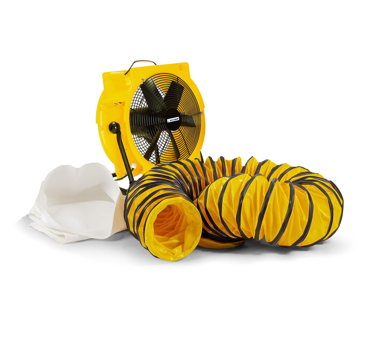 Dryfast DFV4500LSAU Ventilador axial con 2 adaptadores, 1 bolsa para el polvo y 1 manguera de transporte de aire de 10 metros
