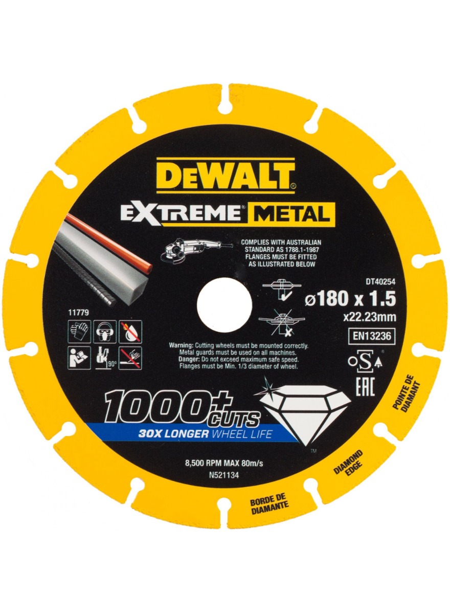 DeWALT Accesorios DT40254-QZ Extreme Metal Disco de corte metal 180 x 22,23 x 1,5 mm