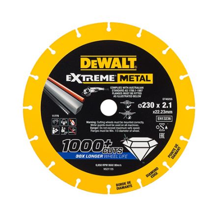 DeWALT Accesorios DT40255-QZ Extreme Metal Disco de corte de metal 230 x 22,23 x 2,1 mm