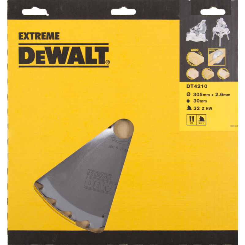 DeWalt Accesorios DT4210-QZ DT4210 Hoja de sierra HM 305 x 30 x 32T diente intercambiable, negativo 5° longitudinal para trabajar la madera