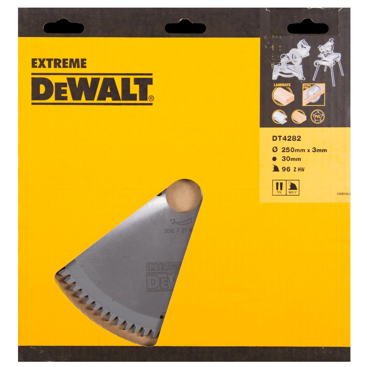 DeWalt Accesorios DT4282-QZ DT4282 Hoja de sierra HM 250 x 30 x 96T trapezoidal, negativo 5°.