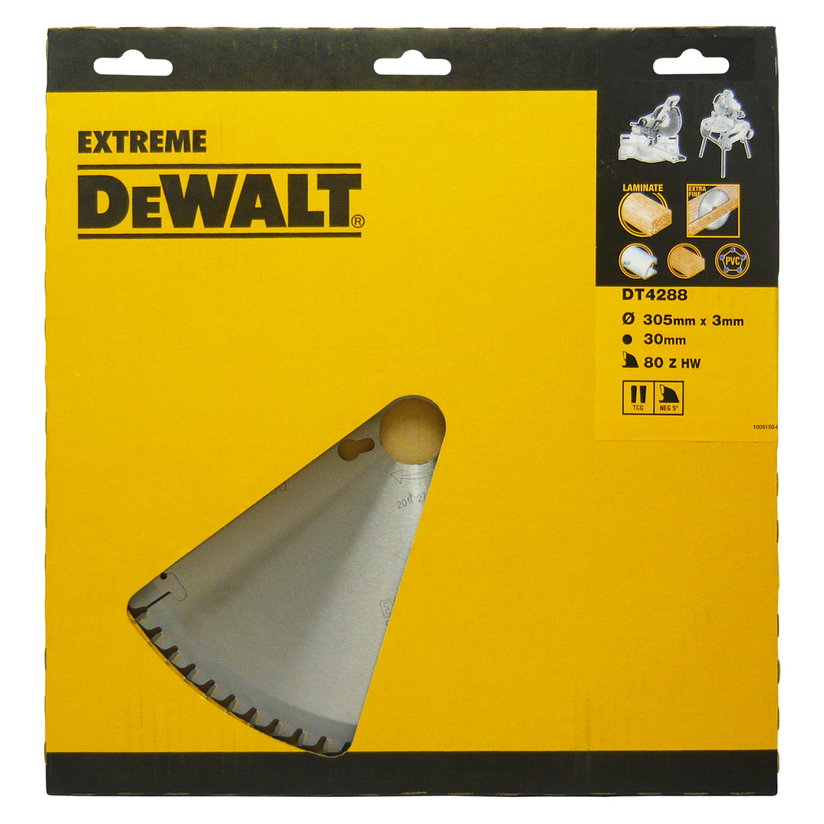 DeWalt Accesorios DT4288-QZ DT4288 Hoja de sierra HM 305 x 30 x 80T trapezoidal, negativo 5° Laminado, Alu acabado extrafino